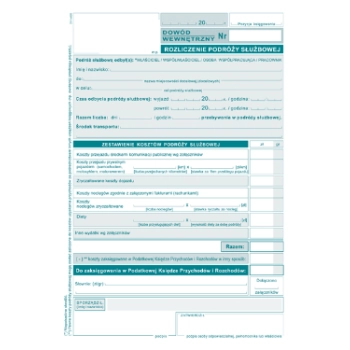 Dowód wewnętrzny-rozliczenie podróży służbowej A5 K21